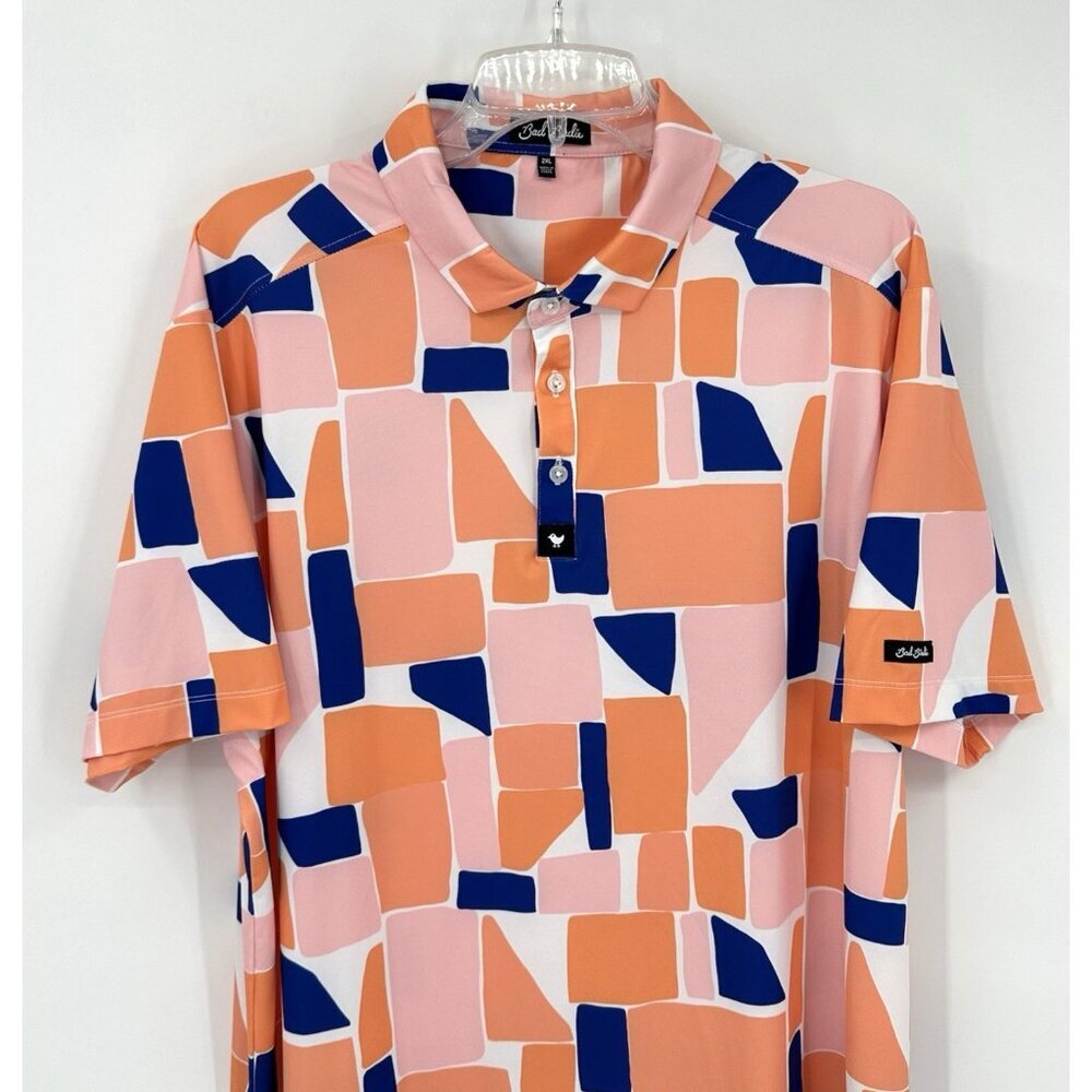 BAD BIRDIE short sleeve golf polo abstract print 2XL performance block party - Picture 3 of 9